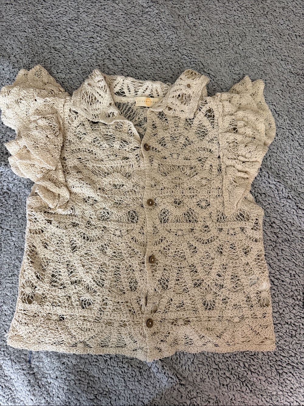 Crochet Button-Down Blouse - Cream